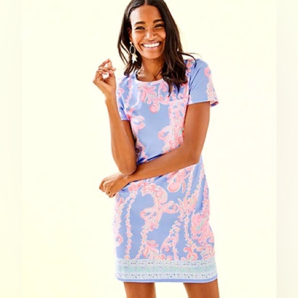 Lilly Pulitzer Declan T Shirt Dress Go With the Flow Size L Boho Coastal Preppy
